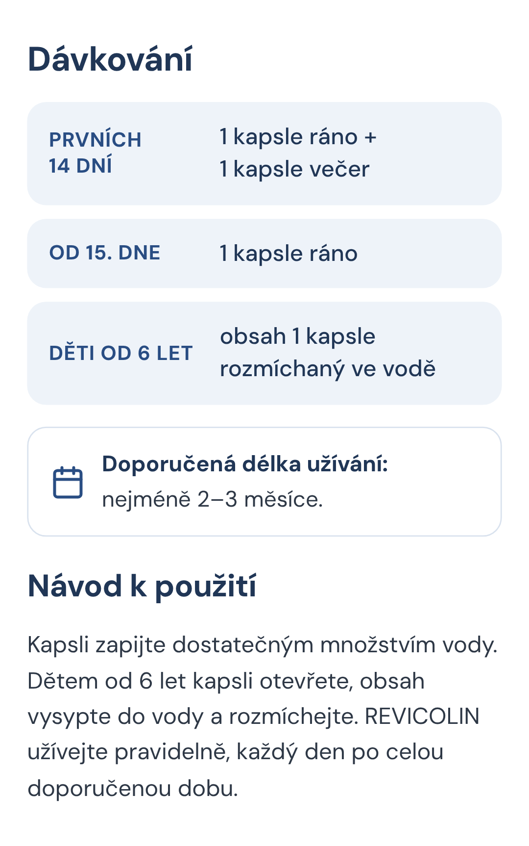 Dávkování Revicolin
