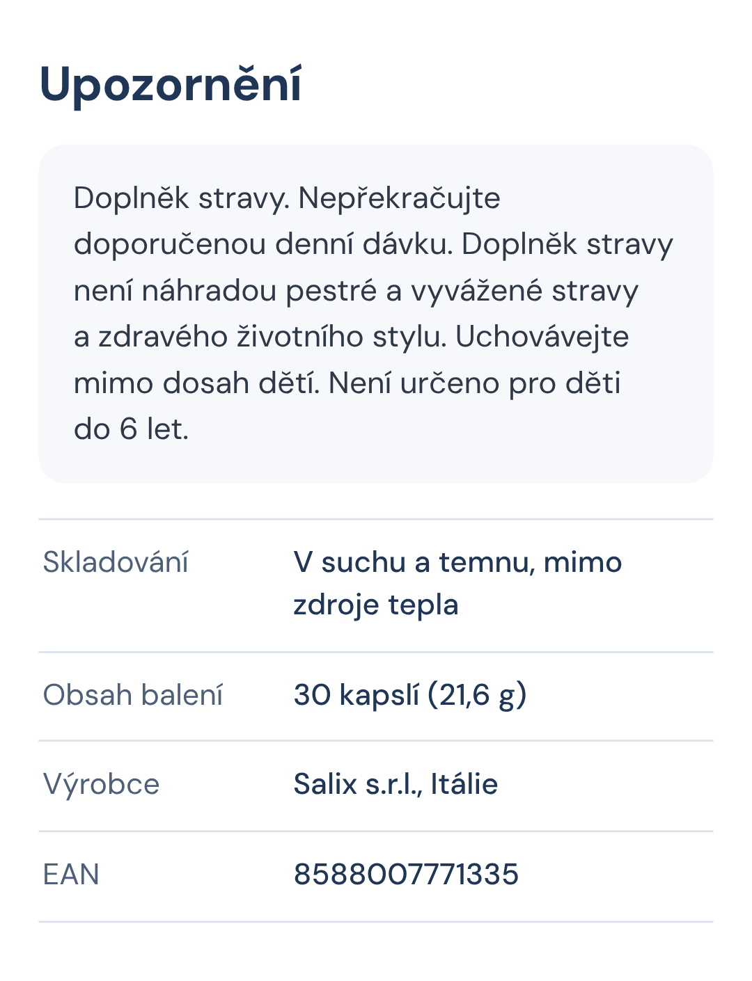 upozornění Revicolin
